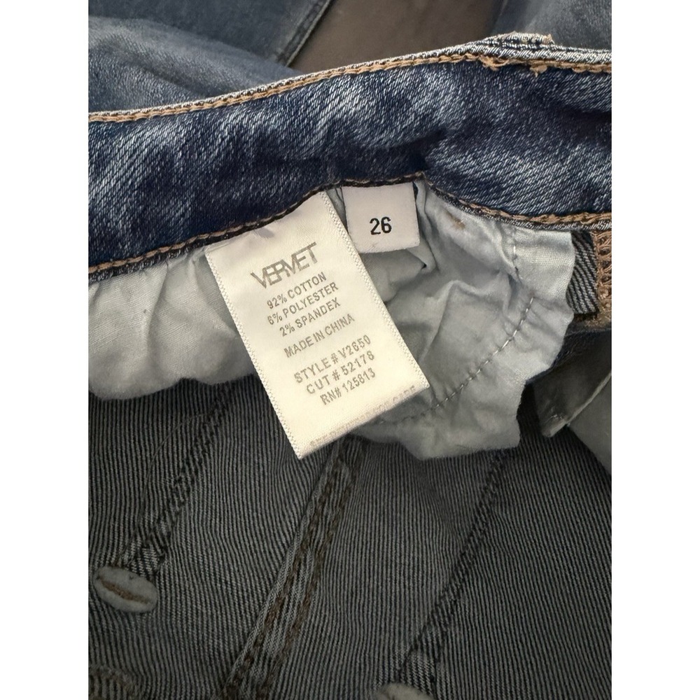 Vervet Blue Jeans Womens Size 26 Distressed Wide Leg Raw Hem Medium Wash Denim - Picture 9 of 12